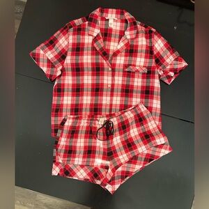 Victoria's Secret Red and Black Plaid Pajama Set